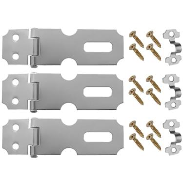 Imagem de Dobradiça Porta Cadeado Fecho Trinco Zincado 6,3cm Para Portão Gaveta Armário | Aliança | Kit 03 Un