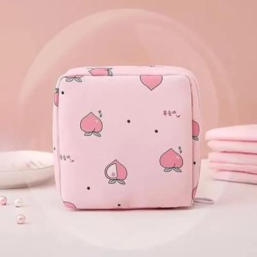 Imagem de Bolsa de armazenamento para mulheres, pode ser usada para absorventes higiênicos, organizador portátil à prova d'água e armazenamento diário de joias e cosméticos (rosa)