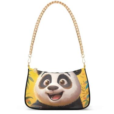 Imagem de Bolsa feminina com pintura Regatta Claude Monet Hobo Party Clutch feminina moderna com corrente sobre ombro, Desenho fofo de urso panda