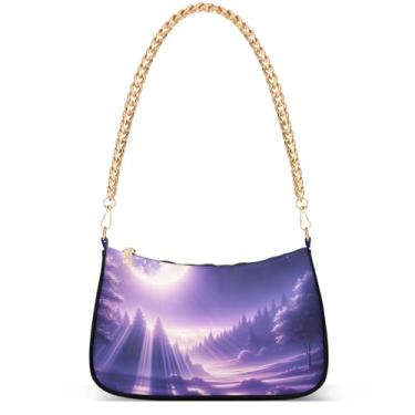 Imagem de Girassóis Tie Dye Estampa Leopardo Lindas Bolsas Femininas Pequena Bolsa Hobo Mulheres Pequenas Bolsas de Mão Corrente Lindas Bolsas de Ombro, Lavender Moon Fairyland
