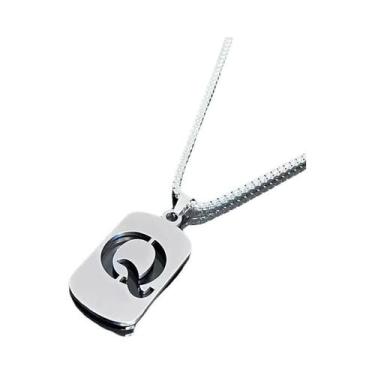 Imagem de Colar Com Pingente De Letra Do Alfabeto A-Z Em Aço Titânio Prateado Pa