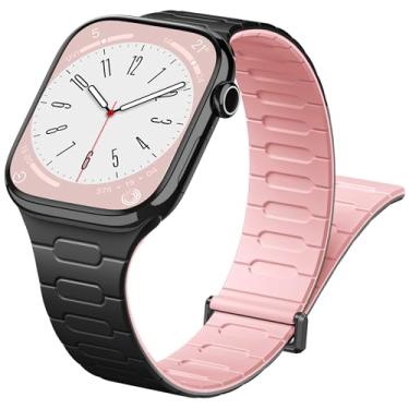Imagem de Pulseira magnética feminina compatível com Apple Watch séries 11, 10, 9, 7, 8, 6, 5, 4, Ultra, SE 3, 2 e 1 de 40 mm, 42 mm, 44 mm, 41 mm, 38 mm, 45 mm, 46 mm, 49 mm, preta