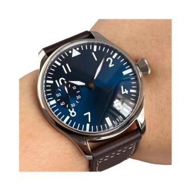 Imagem de Relógio Mecânico Retro Masculino 44mm Preto E Branco Com Corda Manual 