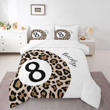 Imagem de Erosebridal Conjunto de cama King Size Lucky com 8 bolas, estampa de guepardo descolado, estética, Y2K, leopardo, moderno, moderno, moderno, moderno, vintage, decoração de quarto