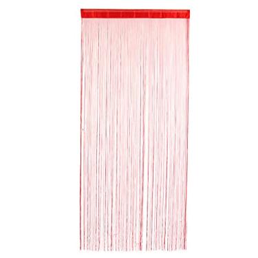 Imagem de Cortina de janela de porta de corrente com borla de corda SIWOTED para cafeteria de quarto (Vermelha)