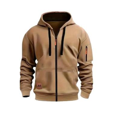 Imagem de Jaqueta De Moletom Casual Masculina Com Capuz E Zíper, Bolsos, Leve, S
