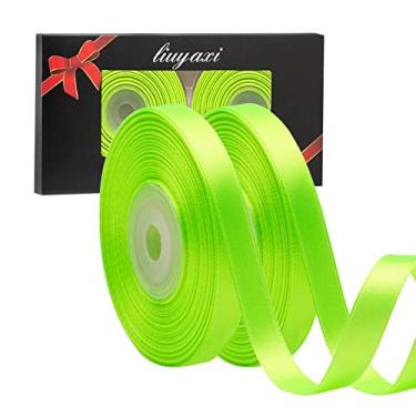 Imagem de Fita de cetim verde maçã com face dupla de cor lisa 1,27 cm x 45 metros, fitas perfeitas para artesanato, decoração de casamento, criação de laços, costura, embalagem de presente e mais