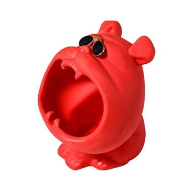 Imagem de Cinzeiro de cerâmica extravagante para cão grande cinzeiro, interior/exterior, decoração de escritório em casa, cinzeiro (VERMELHO)