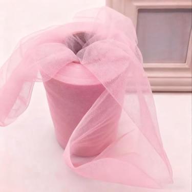 Imagem de Rolo de tecido de tule decorativo rosa fosco - 15 cm x 100 metros para vestidos tutu e decorações de festa