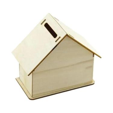 Imagem de Banco De Madeira DIY Infantil Branco Feito À Mão Para Colorir, Cofrinh