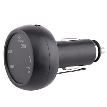 Imagem de Generic Carregador de Carro USB para Isqueiro de Cigarro Termômetro de Voltímetro Duplo 3 Em 1 para Carros SUVs, Produtos Elétricos de Saída 5V 2.1A - Plástico de Metal Preto 4,3 Cm (verde+vermelho)