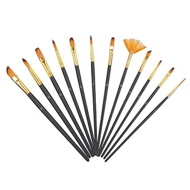 Imagem de GLOGLOW Conjunto de Pincéis de Artista de 12 Peças, Pincéis Em Miniatura Multifuncionais para Pintura Em Aquarela a óleo, Com Anéis de Ferrugem de Nylon Sintético Duráveis, para