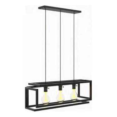 Imagem de Luminária pendente industrial, triplamente preta