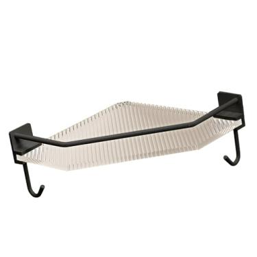 Imagem de Mingzhe Canto Chuveiro Caddy Organizador Acrílico Grande Capacidade Prateleira do Banheiro Sem Perfuração para Dormitório Cozinha (Camada única preta com gancho)