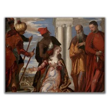 Imagem de Yomcut Arte de parede em tela Paolo Veronese - Pôster do Martírio de Santa Justina - Pinturas de mestres renomados, imagens vivas, cores vibrantes, decorações de parede de casa modernas sem moldura 12