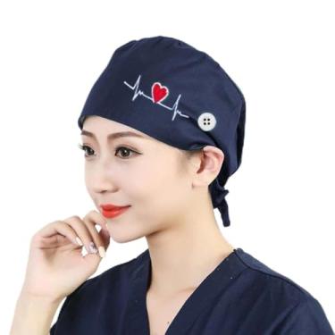 Imagem de 1 pç Boné de trabalho de enfermeira com botão bordado amor, chapéu unissex, boné de moletom interno