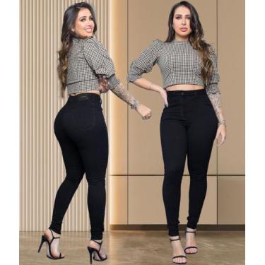 Imagem de Calça Jeans Feminina com Lycra Modelagem Colada ao Corpo Levanta Bumbu