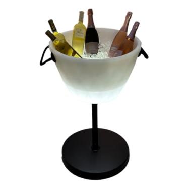 Imagem de Champanheira de Chão Térmica com Pedestal e Iluminação LED RGB, Balde de Gelo para Vinhos e Champanhe, Design Taça