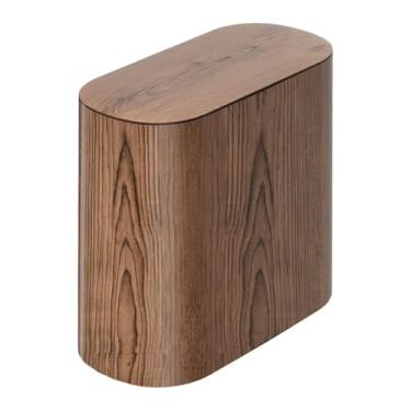 Imagem de Baoblaze Lixeira doméstica impermeável com tampa de pressão, ideal para escritórios, áreas externas e espaços estreitos, Marrom