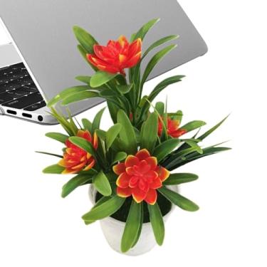 Imagem de Plantas artificiais em vasos artificiais e em vasos artificiais | Plantas em vasos falsos,Decoração da sala realista estética para casa de prateleira de comprimido para casa