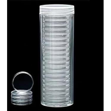 Imagem de 20 porta-cápsulas de moedas, ajuste direto, 19 mm, com tubo de armazenamento (tamanho de 10 centavos)