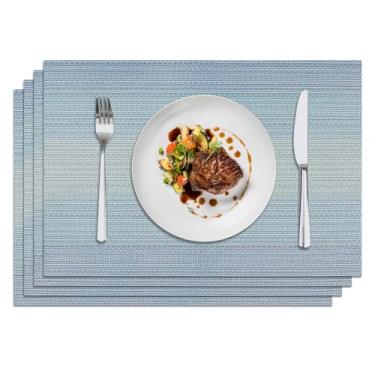 Imagem de Privalace 45,7 x 30,5 cm, conjunto de 4 jogo americano de PVC, tapetes de mesa de jantar antiderrapantes laváveis para casa, jantares, refeições diárias, proteção de mesa de cozinha com design