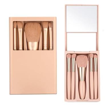 Imagem de IRYCSSCE Conjunto de pincéis de sombra para os olhos, conjunto de pincéis de maquiagem de viagem com capa, pincéis de maquiagem para adolescentes com espelho, kit de pincéis de maquiagem pequenos para