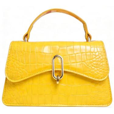 Imagem de XMLIZHIGU Mini bolsa transversal feminina clássica com fecho de fecho, bolsa de ombro pequena, bolsa elegante para noite, Nº 8, amarelo, Mini bolsa transversal