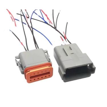 Imagem de SSXLSMYXGS 12 pinos DT06-12S DT04-12P à prova d'água sensor de velocidade chicote de fios conector de vedação de óleo traseiro do virabrequim SSXLSMYXGS(12p male female,1 set)