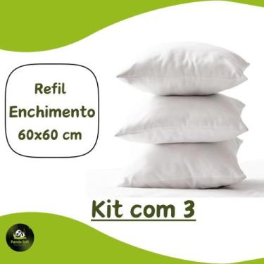 Imagem de Enchimento Almofada Refil 60x60 Silicone Kit Com 3 Unidades - bambusof
