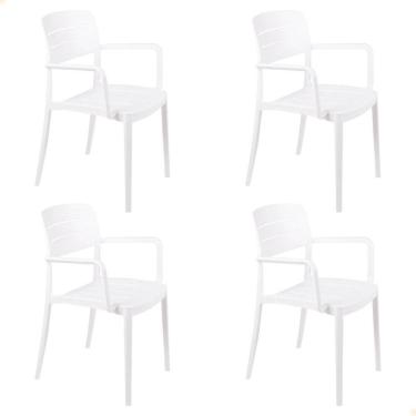 Imagem de Kit 4 Cadeira Tramontina Amélia Em Polipropileno Cor Branco Com Braços 92099010