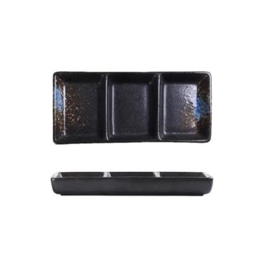 Imagem de Prato de molho de soja, prato de cerâmica, prato de sushi, bandejas divididas de refeições, beleza, fluxo, cor, porcelana, utensílios de mesa, tigelas de imersão (preto)