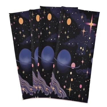 Imagem de Wassud Toalhas de cozinha design ilustração astronomia (4) panos de prato de cozinha pacote com 4 panos de prato macios com laço para pendurar toalha de mão de secagem rápida super absorvente toalhas