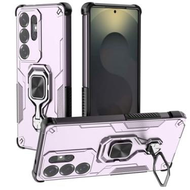 Imagem de LTLMYDAM Capa à prova de choque para Samsung Galaxy S26 Ultra/S26 Plus/S26, anel magnético giratório, capa militar, proteção de lente ultrafina, rosa, S26