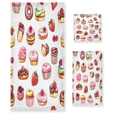 Imagem de xigua Lindo conjunto de toalhas de banheiro doces aquarela absorvente macio 3 peças toalha de banho toalha de mão toalhas decorativas para banheiro, academia, hotel, praia, piscina