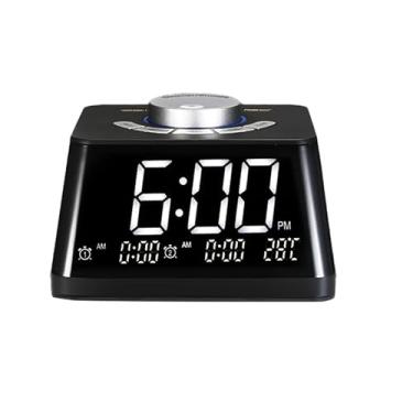 Imagem de Relógio Despertador com Rádio FM para Quartos Digital Luz Noturna Volume Ajustável Display de Temperatura Dimmer Portas Carregamento USB Alarme Duplo Fácil Operar Bateria ou Alimentação por MicroUSB