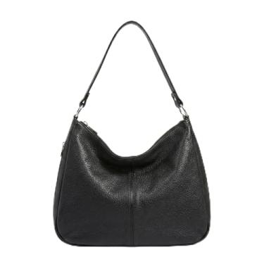 Imagem de Bolsa feminina de couro legítimo alça de ombro bolsa mensageiro casual (Preto)
