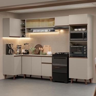 Imagem de Armário de Cozinha Completa de Canto 385cm Crema Nice Madesa 04
