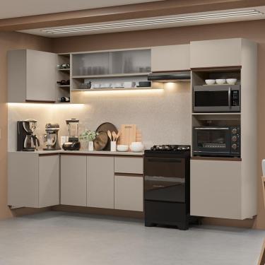 Imagem de Armário de Cozinha Completa de Canto Suspenso 385cm Crema Nice Madesa 01