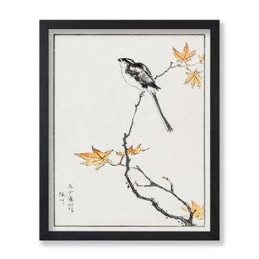 Imagem de Poster Master Pôster vintage de cauda longa e árvore de bordo - Impressão de pássaro retrô - Arte japonesa - presente para homens, mulheres e amantes de animais - Decoração para quarto, sala de estar