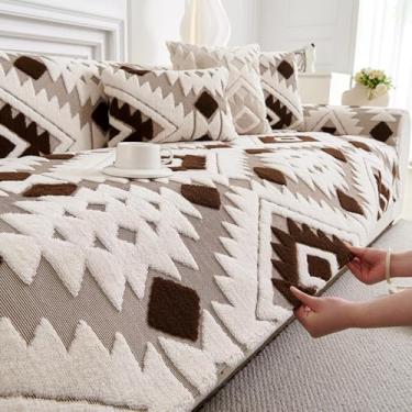 Imagem de Capa de sofá macia e felpuda para animais de estimação, protetor de móveis, respirável e lavável – perfeita para sala de estar, decoração de casa, marrom escuro, 110 x 180 cm