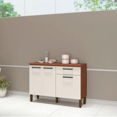 Imagem de Balcão De Cozinha Ambiente Versalhes Nogueira Off White - Kits Paraná