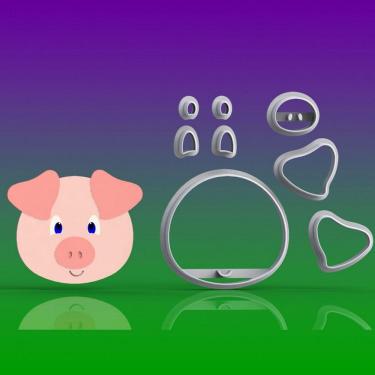 Imagem de Cortador Fazendinha Porco Modular Mod 2 Tamanho 5Cm