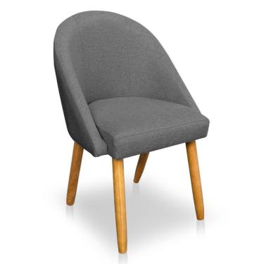 Imagem de Cadeira De Jantar Bela Linho Pés Palito Castanho - Pallazio Grafite