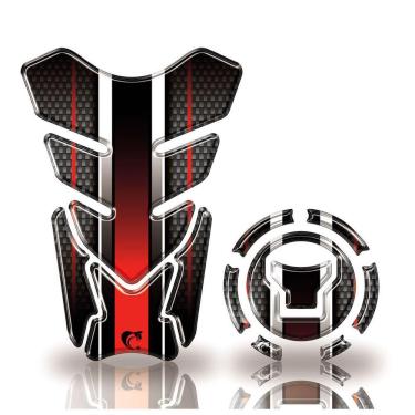 Imagem de Adesivo Protetor Tanque E Bocal Honda Acima 2018 Carbono Vermelho