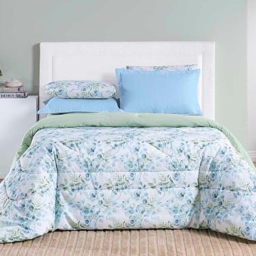 Imagem de Edredom Maggy Dupla Face Super King 1 Peça Percale 200 Fios Estampado Forest Floral Verde