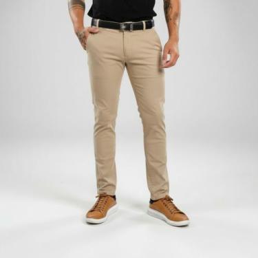 Imagem de Calça Social Sarja Masculina Esporte Fino - Mitchelgutto, Caqui, 42