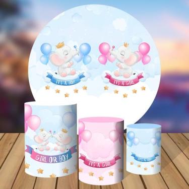 Imagem de Kit Trio De Capas Cilíndricas + Painel de Tecido Redondo Espaço Formas