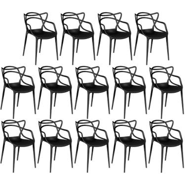 Imagem de Kit 14 Cadeiras De Jantar Allegra Prática Empilhável - Preto