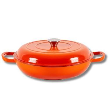 Imagem de Panela de Ferro Fundido Esmaltada 31cm com Tampa - Alta Durabilidade, 